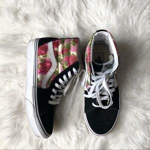 Black & pink high-top vans